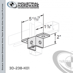 Double Corner Opposing Wing From Steel-Zinc Yellow Plating With 5-Holes