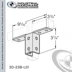 Double Corner Opposing Wing From Steel-Powder Coat Green With 10-Holes