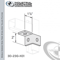 Single Corner Wing From Steel-Zinc Yellow Plating With 3-Holes-Left-Hand