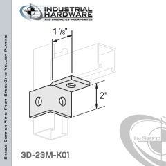 Single Corner Wing From Steel-Zinc Yellow Plating With 3-Holes-Right-Hand