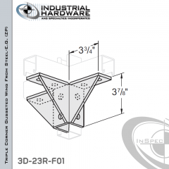 Triple Corner Gusseted Wing From Steel-E.G. (Zinc Plated) With 12-Holes