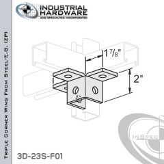 Triple Corner Wing From Steel-E.G. (Zinc Plated) With 6-Holes