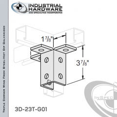 Triple Corner Wing From Steel-Hot Dip Galv. With 9-Holes