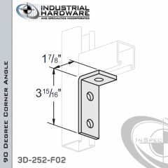 90 Degree Corner Angle From Steel-E.G. (Zinc Plated) With 3-15/16 In Leg And 3-Holes