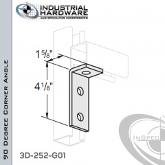 90 Degree Corner Angle From Steel-Hot Dip Galv. With 4-1/8 in. Leg And 3-Holes