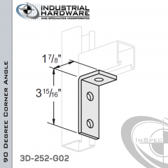 90 Degree Corner Angle From Steel-Hot Dip Galv. With 3-15/16 In Leg And 3-Holes