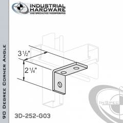 90 Degree Corner Angle From Steel-Hot Dip Galv. With 2-1/4 in. Leg And 3-Holes