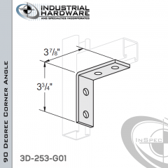 90 Degree Corner Angle From Steel-Hot Dip Galv. With 3-3/4 in. Leg And 4-Holes