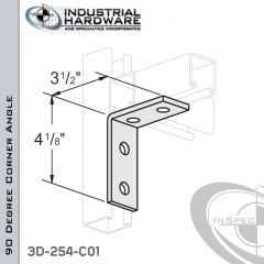 90 Degree Corner Angle 3-Way From Stainless Type 316 With 4-1/8 in. Leg And 4-Holes