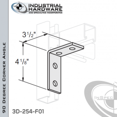 90 Degree Corner Angle 3-Way From Steel-E.G. (Zinc Plated) With 4-1/8 in. Leg And 4-Holes