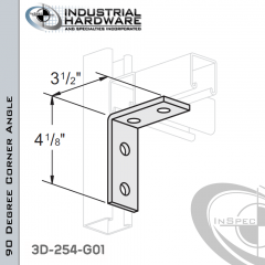 90 Degree Corner Angle 3-Way From Steel-Hot Dip Galv. With 4-1/8 in. Leg And 4-Holes