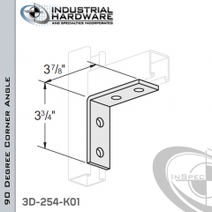 90 Degree Corner Angle 3-Way From Steel-Zinc Yellow Plating With 4-1/8 in. Leg And 4-Holes