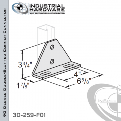 90 Degree Double-Slotted Corner Connector From Steel-E.G. (Zinc Plated) With 2-Holes X 6-5/8 in. Wide