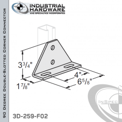 90 Degree Double-Slotted Corner Connector From Steel-E.G. (Zinc Plated) With 2-Holes X 8-5/8 in. Wide