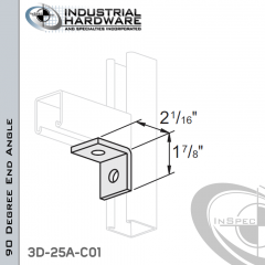 90 Degree End Angle From Stainless Type 316 With 1-7/8 in. Leg And 2-Holes