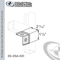 90 Degree End Angle From Steel-Zinc Yellow Plating With 1-7/8 in. Leg And 2-Holes