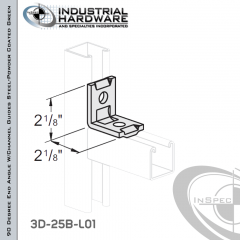 90 Degree End Angle W/Channel Guides From Steel-Powder Coat Green With 2-1/8 in. Leg And 2-Holes