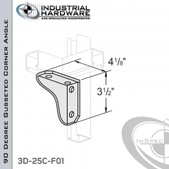 90 Degree Gusseted Corner Angle From Steel-E.G. (Zinc Plated) With 3-1/2 in. Leg And 4-Holes-Left-Hand