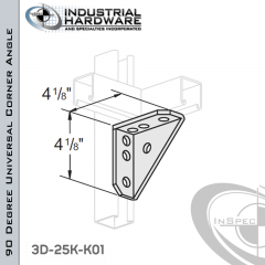 90 Degree Universal Corner Angle From Steel-Zinc Yellow Plating With 4-1/8 in. Leg And 7-Holes