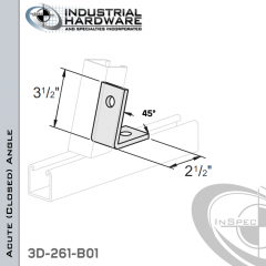 45 Degree Acute (Closed) Angle From Stainless Type 304 With 2-1/2 in. Leg And 2-Holes