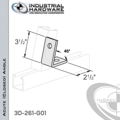 45 Degree Acute (Closed) Angle From Steel-Hot Dip Galv. With 2-1/2 in. Leg And 2-Holes