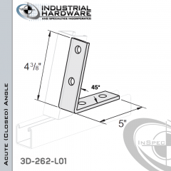 45 Degree Acute (Closed) Angle From Steel-Powder Coat Green With 5 in. Leg And 4-Holes