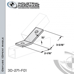 15 Degree Obtuse (Open) Angle From Steel-E.G. (Zinc Plated) With 3-5/16 in. Leg And 2-Holes