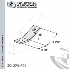 30 Degree Obtuse (Open) Angle From Steel-E.G. (Zinc Plated) With 3-5/16 in. Leg And 2-Holes