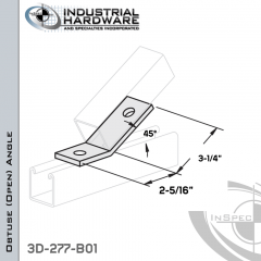 45 Degree Obtuse (Open) Angle From Stainless Type 304 With 3-1/4 in. Leg And 2-Holes