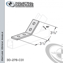 45 Degree Obtuse (Open) Angle From Stainless Type 316 With 3-1/2 in. Leg And 4-Holes