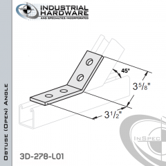 45 Degree Obtuse (Open) Angle From Steel-Powder Coat Green With 3-1/2 in. Leg And 4-Holes