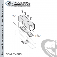 Channel Splice Assembly 4 Hole (Connectors) From Steel-E.G. (Zinc Plated) For 3-1/4 in. Strut X 7-1/4 in. Long