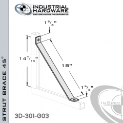 Strut Braces From Steel-Hot Dip Galv. For All Strut X 18 in. Long