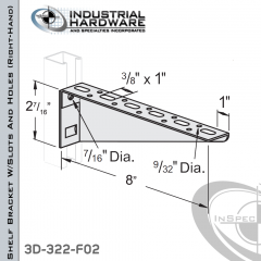 Shelf Bracket W/Slots And Holes From Steel-E.G. (Zinc Plated) For All Strut X 8 in. Long-Right-Hand