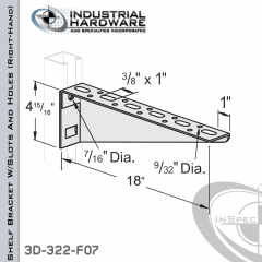 Shelf Bracket W/Slots And Holes From Steel-E.G. (Zinc Plated) For All Strut X 18 in. Long-Right-Hand