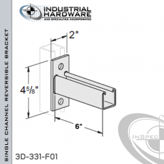 Single Channel Reversible Bracket From Steel-E.G. (Zinc Plated) For All Strut X 6 in. Long