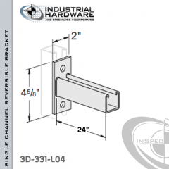 Single Channel Reversible Bracket From Steel-Powder Coat Green For All Strut X 24 in. Long