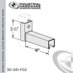 Single Channel Clevis Bracket (Opening Down) From Steel-E.G. (Zinc Plated) For All Strut X 12 in. Long