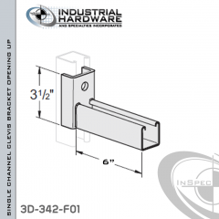 Single Channel Clevis Bracket (Opening Up) From Steel-E.G. (Zinc Plated) For All Strut X 6 in. Long