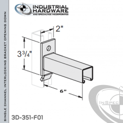 Single Channel Interlocking Bracket (Opening Down) From Steel-E.G. (Zinc Plated) For All Strut X 6 in. Long