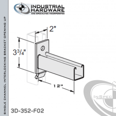 Single Channel Interlocking Bracket (Opening Up) From Steel-E.G. (Zinc Plated) For All Strut X 12 in. Long