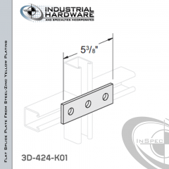 Flat Splice Plate From Steel-Zinc Yellow Plating With 3-Holes X 5-3/8 in. Long