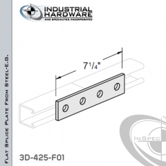 Flat Splice Plate From Stainless Type 304 With 4-Holes X 7-1/4 in. Long