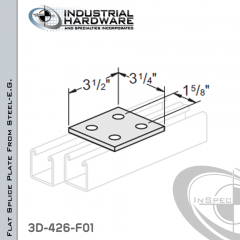 Flat Splice Plate From Steel-E.G. (ZP) With 4-Holes X 3-1/2 in. Long