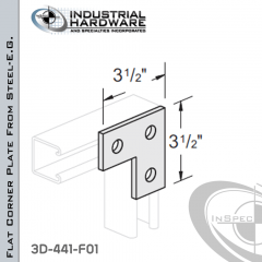 Flat Corner Plate From Steel-E.G. (ZP) With 3-Holes X 3-1/2 in. Long