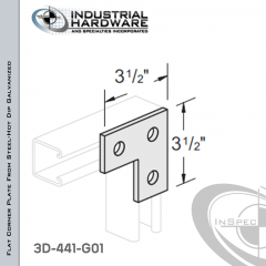 Flat Corner Plate From Steel-Hot Dip Galv. With 3-Holes X 3-1/2 in. Long