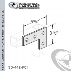 Flat Corner Plate From Steel-E.G. (ZP) With 4-Holes X 5-3/8 in. Long