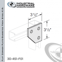 Flat Corner Plate-Gusseted From Steel-E.G. (ZP) With 3-Holes X 3-1/2 in. Long