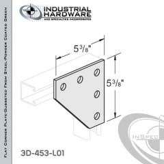 Flat Corner Plate-Gusseted From Steel-Powder Coat Green With 5-Holes X 5-3/8 in. Long