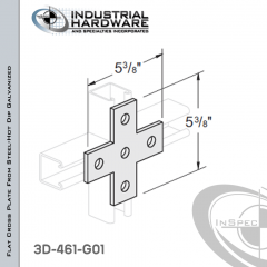 Flat Cross Plate From Steel-Hot Dip Galv. With 5-Holes X 5-3/8 in. Long